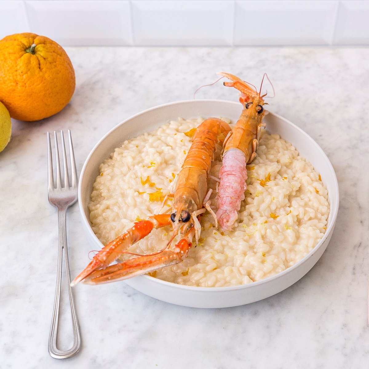 Risotto agli agrumi con cruditè di