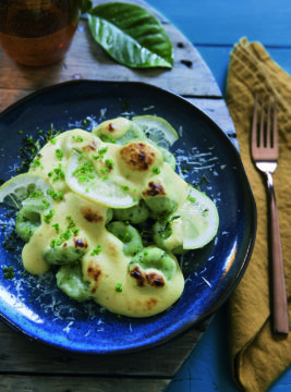 Gnocchi alle erbe con zabaione