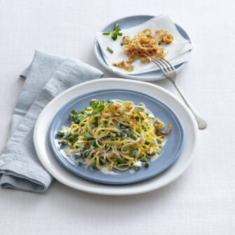 tagliolini fave piselli