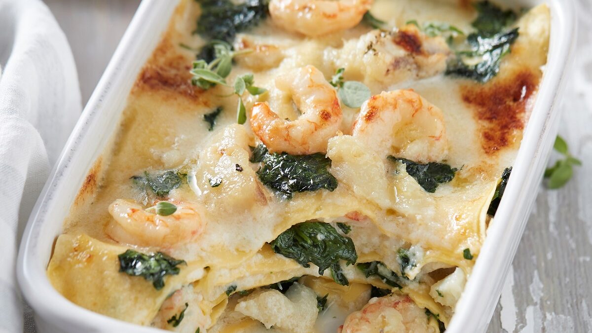 Lasagne di mare con spinaci
