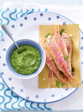 Triglie fritte con pesto alla menta