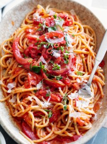 Spaghetti con pomodoro San Marzano risottati
