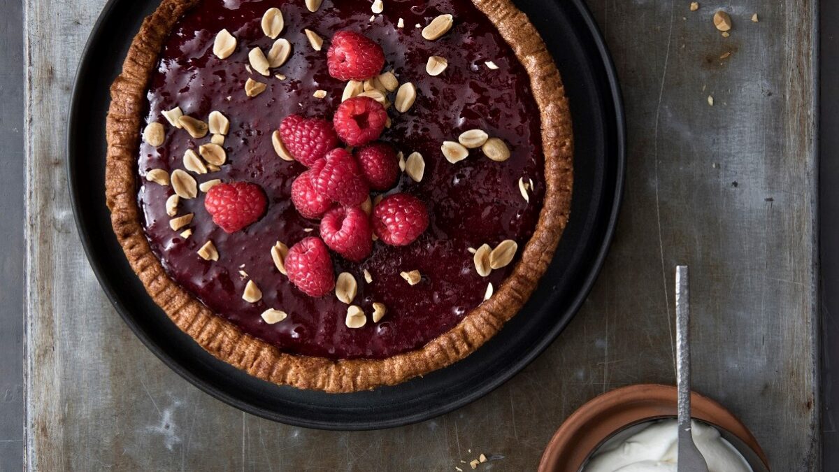 Crostata di arachidi e lamponi