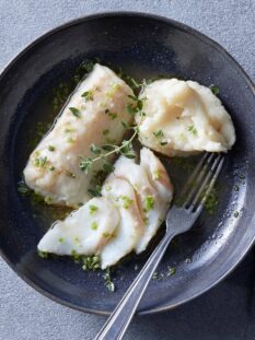 Merluzzo in agrodolce con purea di sedano rapa