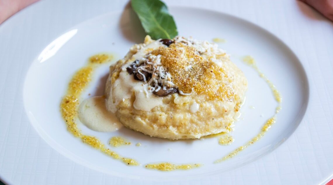 Polenta toc in braide con funghi