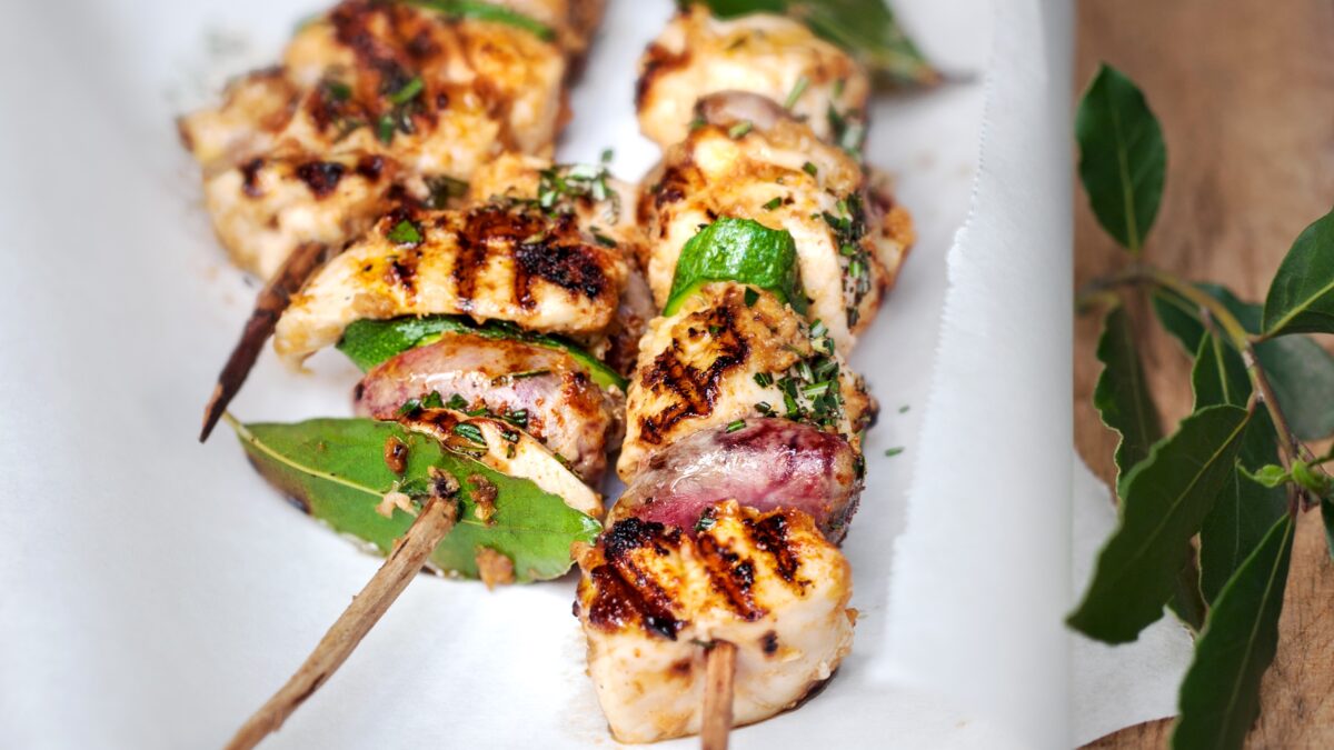 Spiedini di pollo al bacon