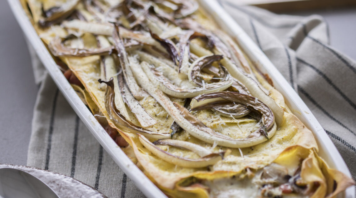 Lasagne al radicchio e robiola