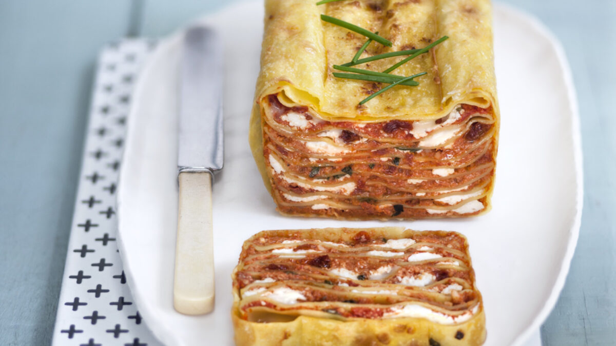Terrina di lasagne al pesto di mandorle e ricotta di pecora