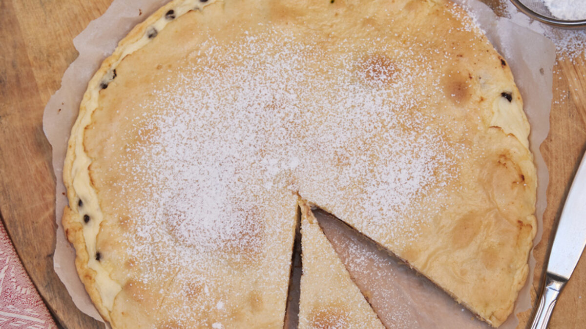 Torta di ricotta e gocce di cioccolato