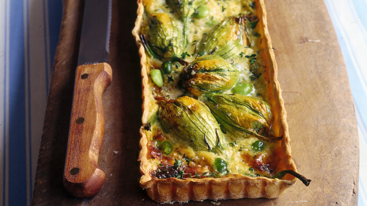 Quiche di fiori di zucca imbottiti