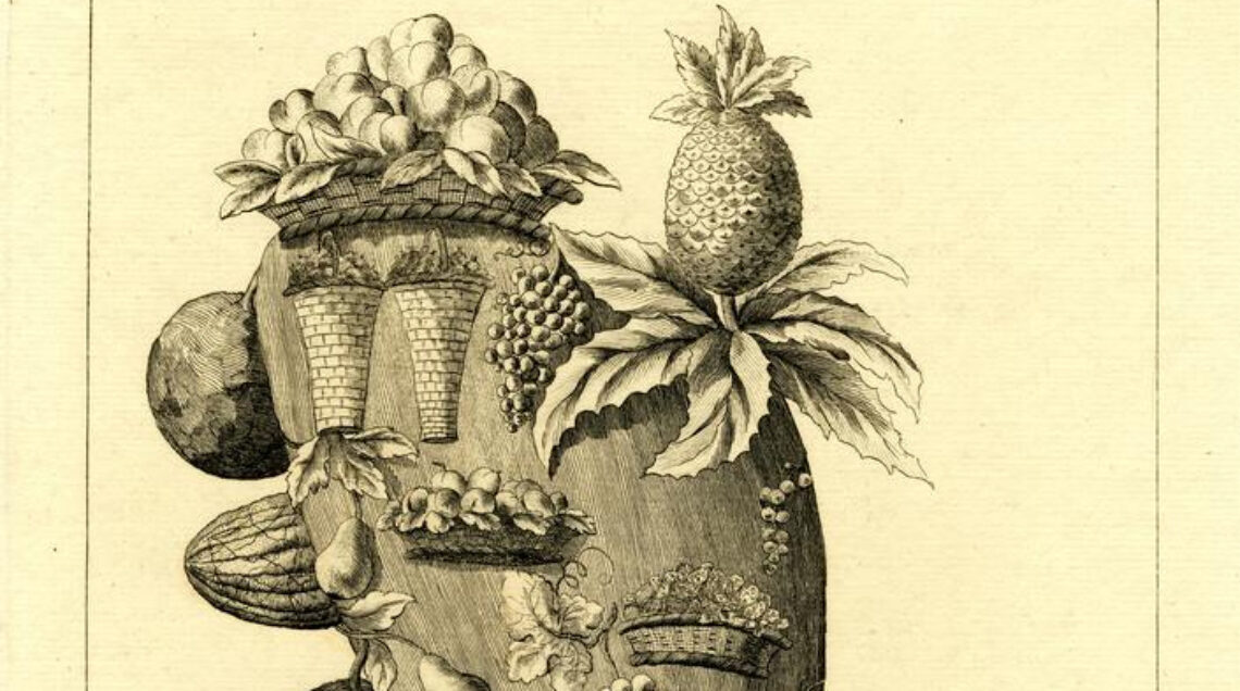 Disegno satirico inglese - Fruit Stall di Matthew Darly_1777