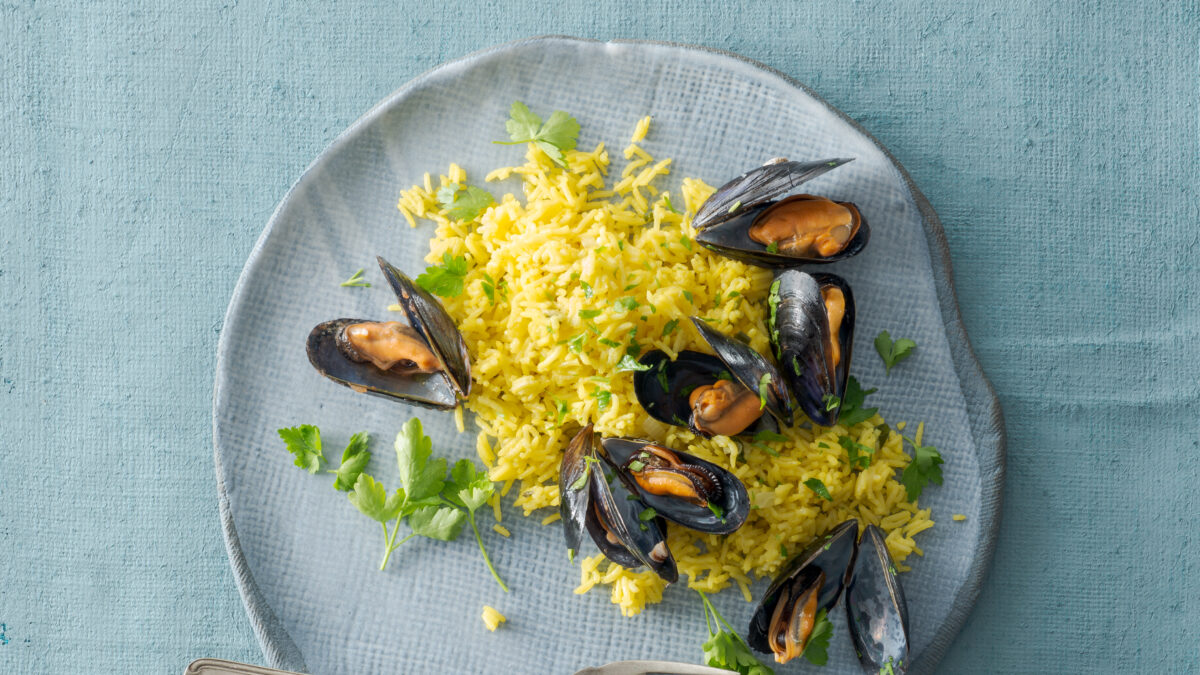 Riso pilaf allo zafferano con cozze Sale&Pepe