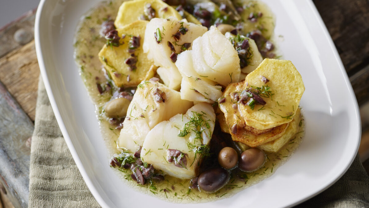 Baccalà alle olive con patate