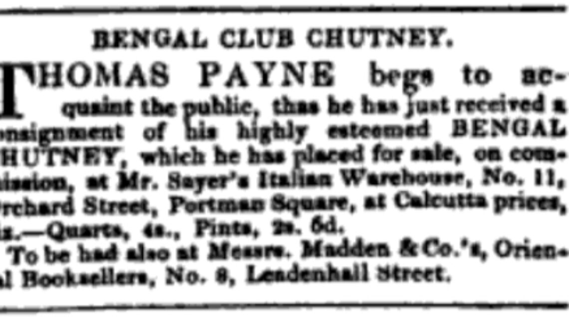 Chutney Advertisement_for_Bengal_Club_Chutney 1884 Londra