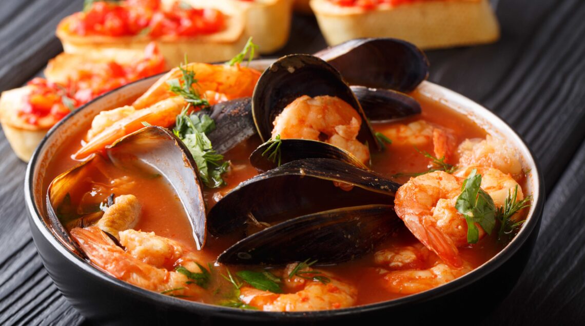 French seafood bouillabaisse soup