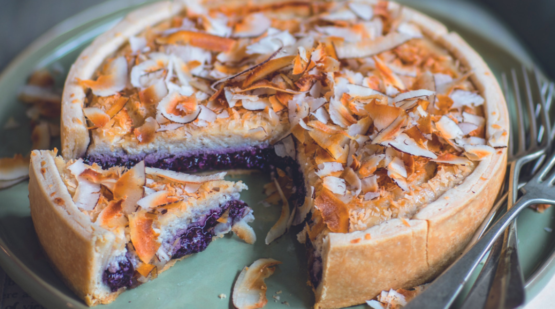 Torta con confettura di mirtilli e chia