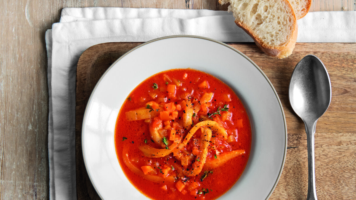Trippa di croste di grana padano al pomodoro