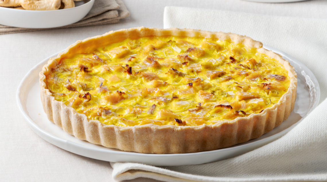 Quiche con trota affumicata allo zafferano