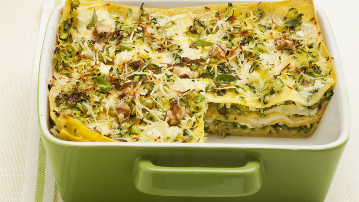 Lasagne con noci, primosale e zucchine