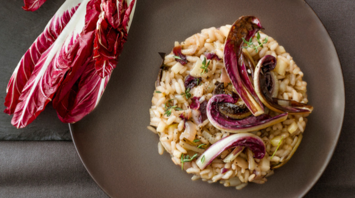 Risotto con trevisana, mele e noci