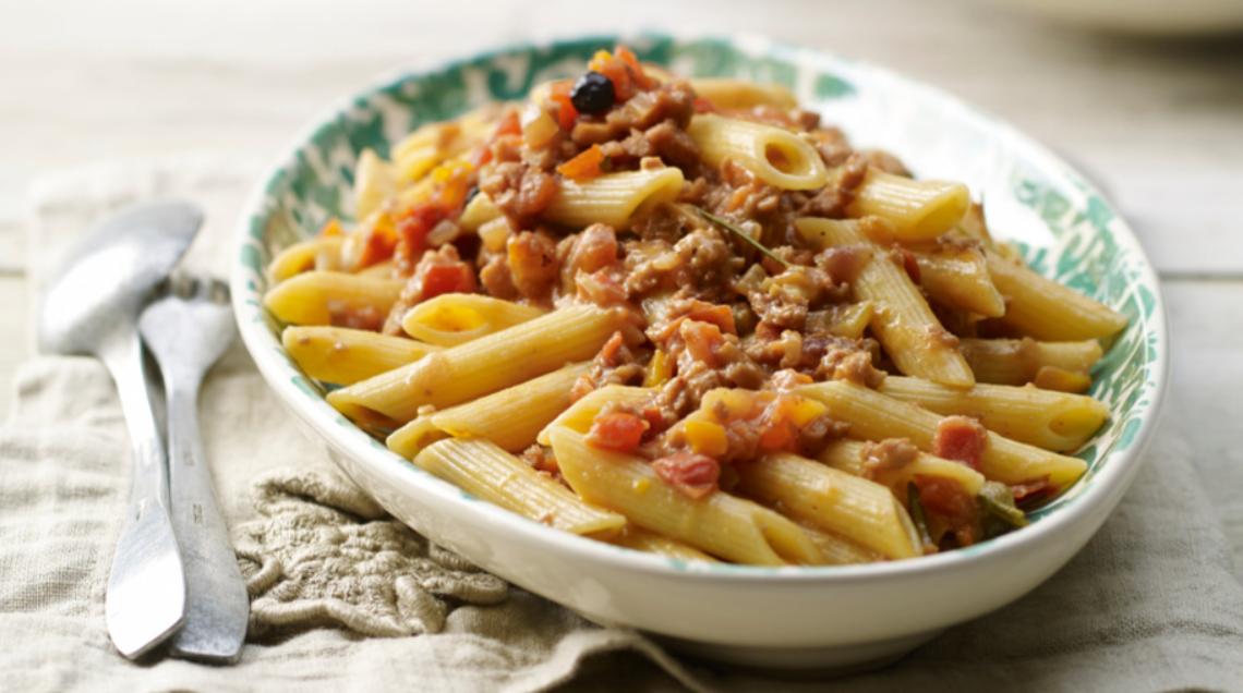 Pennette al ragÃ¹ di seitan o strascicate