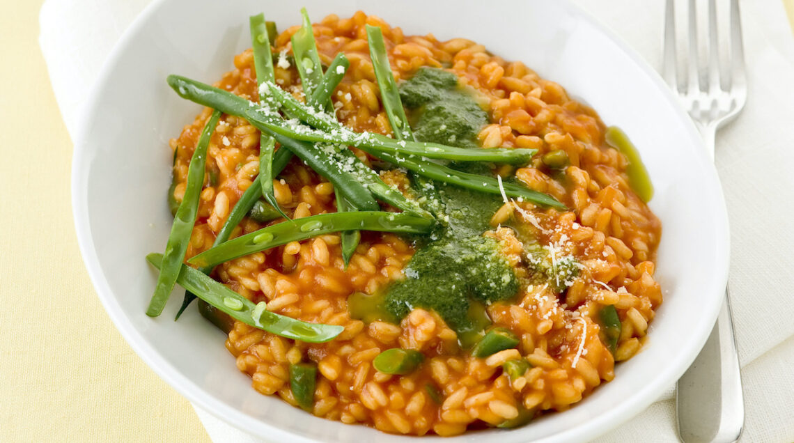 risotto con olio al basilico