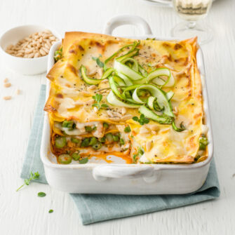 lasagne al caprino e pesto rosso