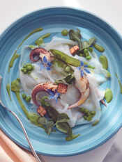 Lardo di seppia con sfumatura di piselli