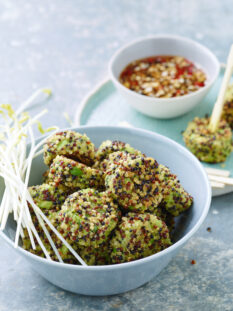 Polpette di quinoa, edamame e salsa umeboshi