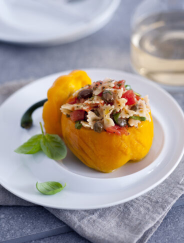 Peperoni con la pasta ortolana