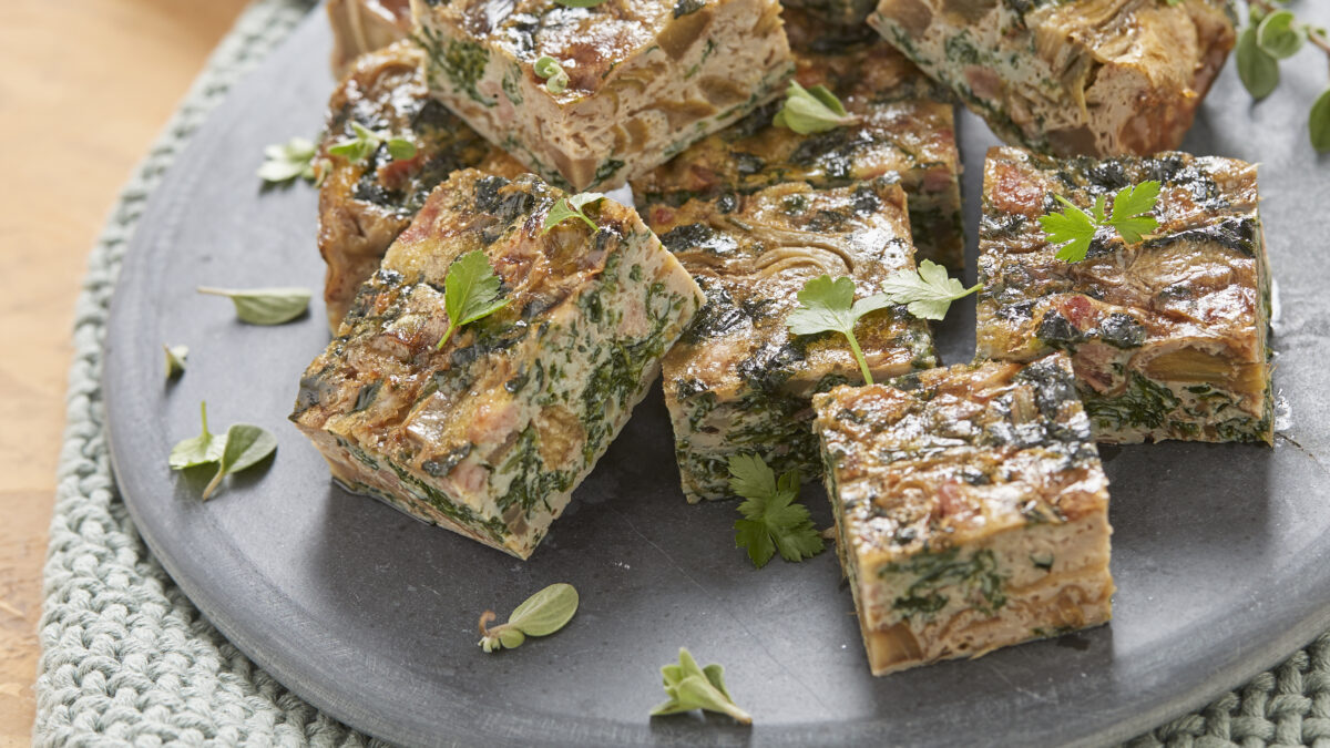 Frittata con verdure e prosciutto