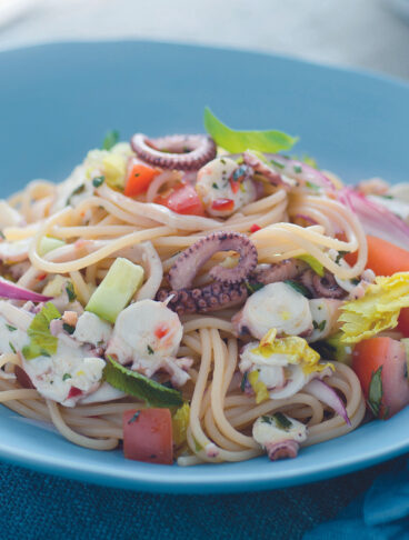 Spaghetti con il polpo al sapore di panzanella