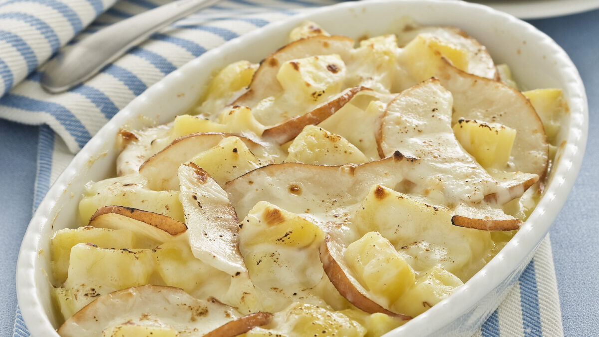 Gratin con taleggio e pere
