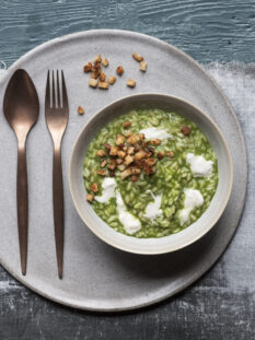 Risotto alla lattuga e crostini