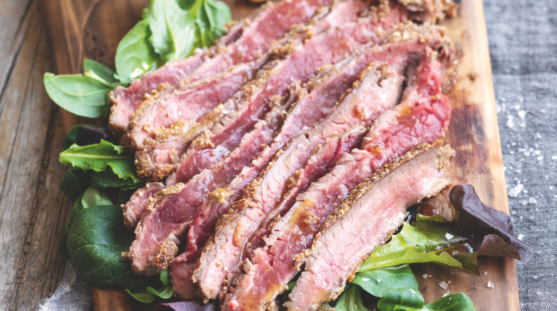 Tagliata in crosta di cereali con salsa di senape