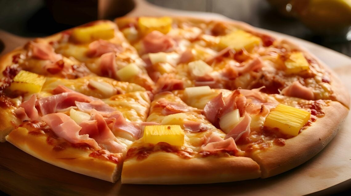 Pizza with pineapple / Pizza con ananas