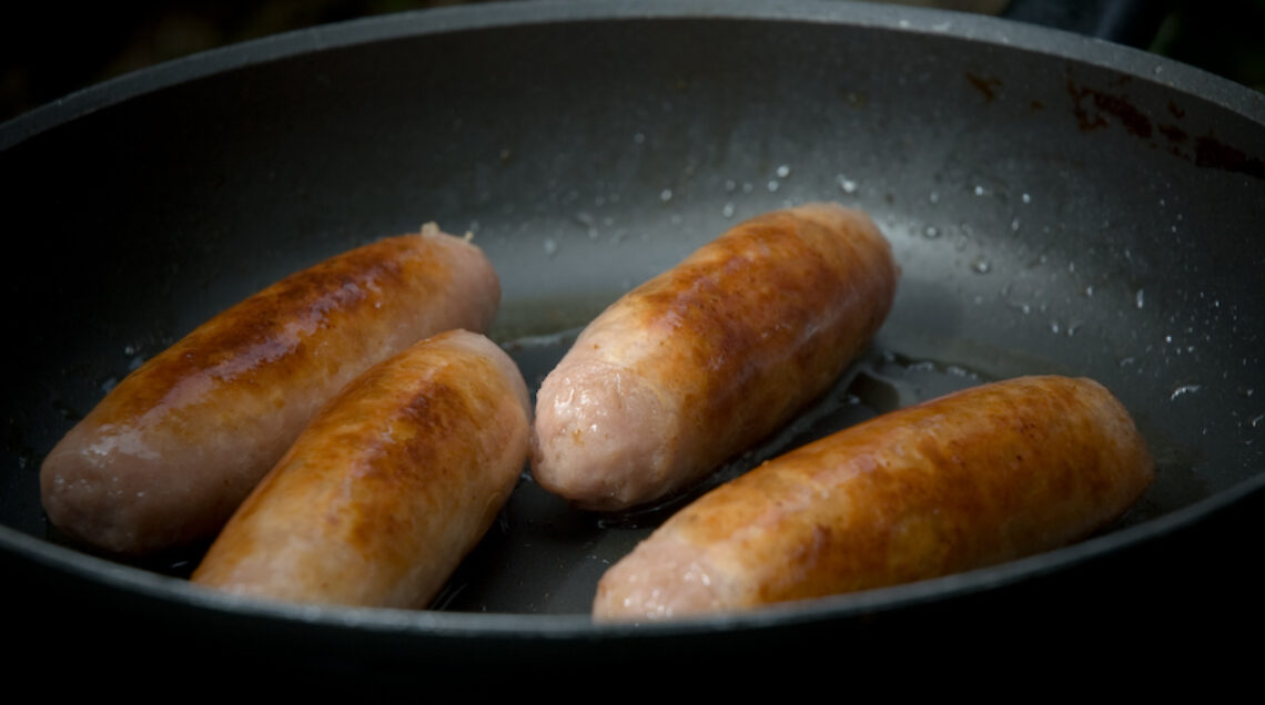 Sausages in a frying pan