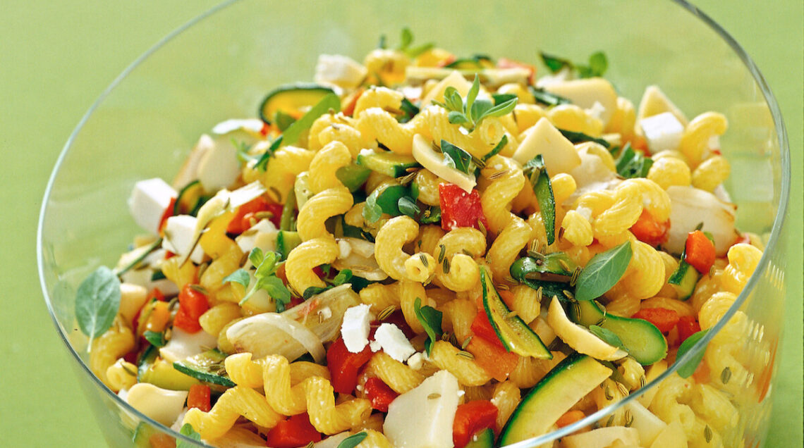 Cellentani con formaggi e verdure grigliate
