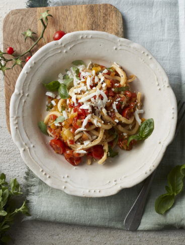 Pasta alla chitarra con ragù di peperoni