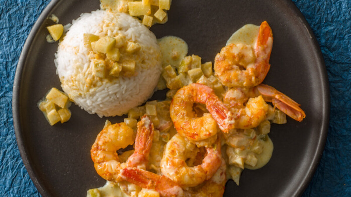 Gamberoni al curry con riso basmati