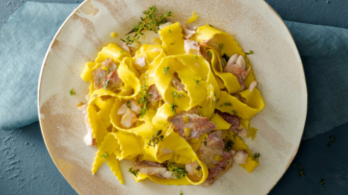 Reginette con scorfano, timo e limone