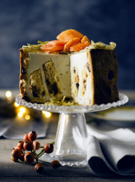 Panettone esotico con mousse di lime e papaia