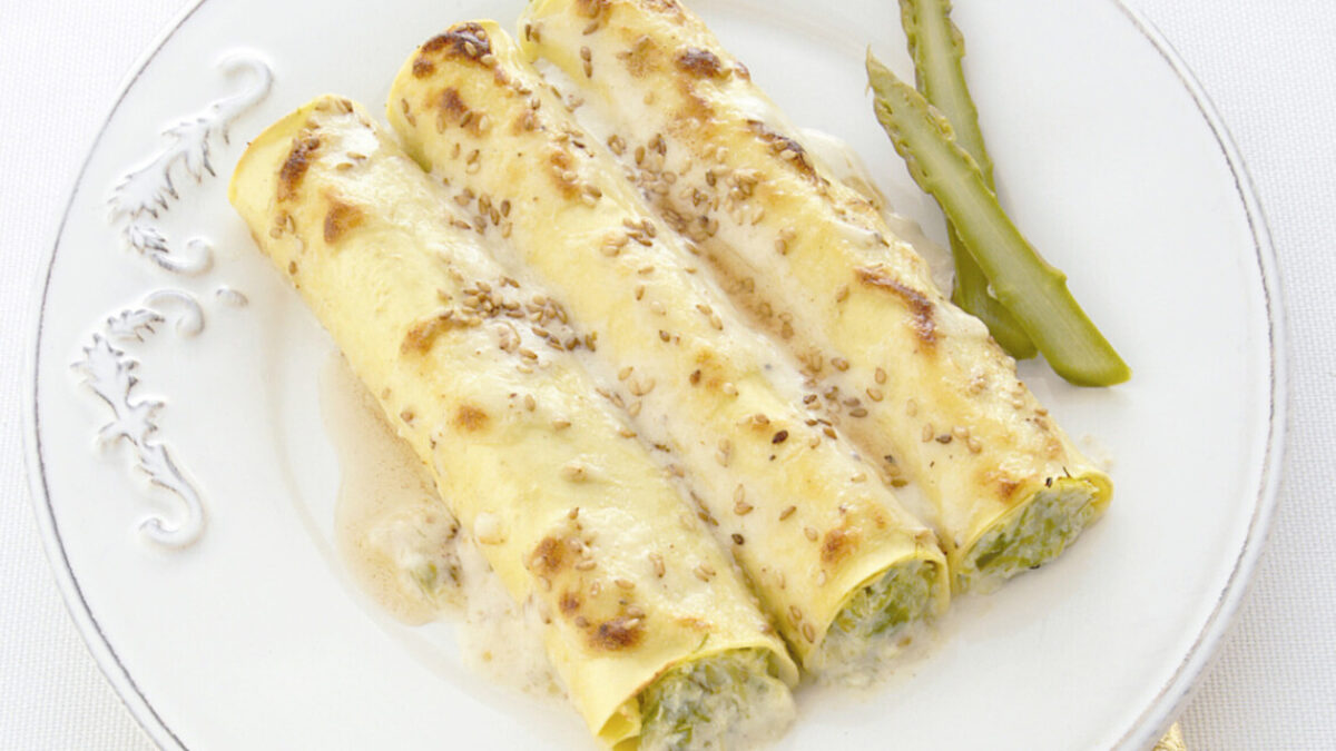 Cannelloni con asparagi e sesamo
