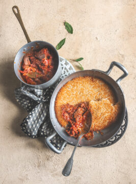 Carnaroli al salto con ragù di coda