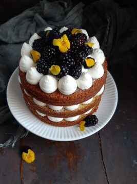 torta con crema allo yogurt e more