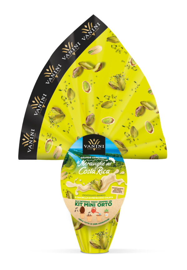 Uovo al Cioccolato bianco con granella di pistacchio salato di Vanini