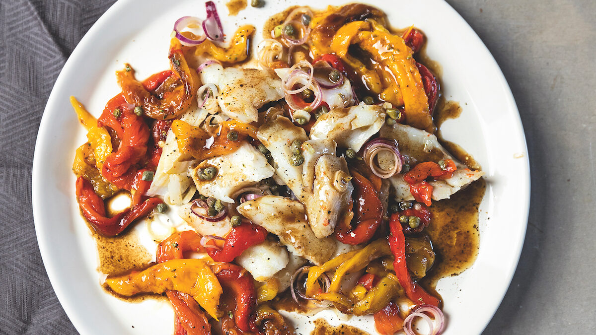 Insalata di stocco con vinaigrette alla liquirizia
