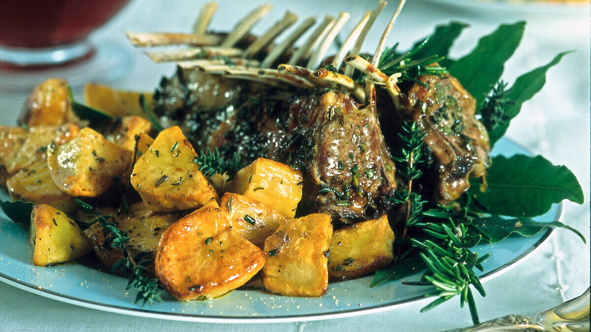 Carré d’agnello al forno con cremina alla senape
