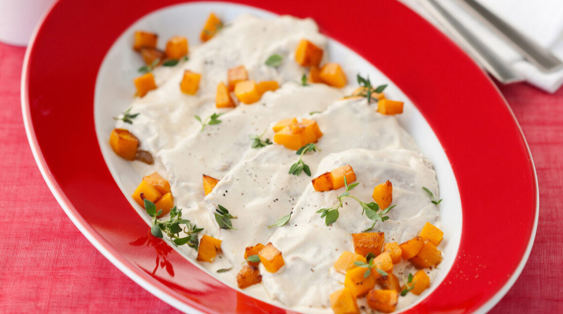 FESA DI VITELLO ALLO CHÈVRE CON ZUCCA