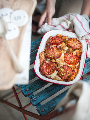 Caprese di maccheroni gratinati